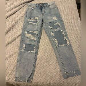 PrettyLittleThing Light Blue Distressed Denim Jeans